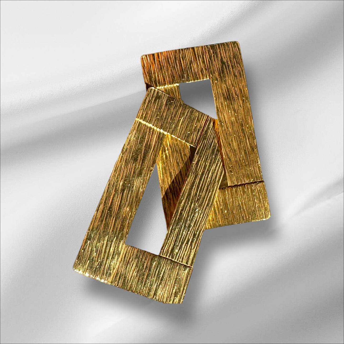 Striped Rectangle Bronze Earrings