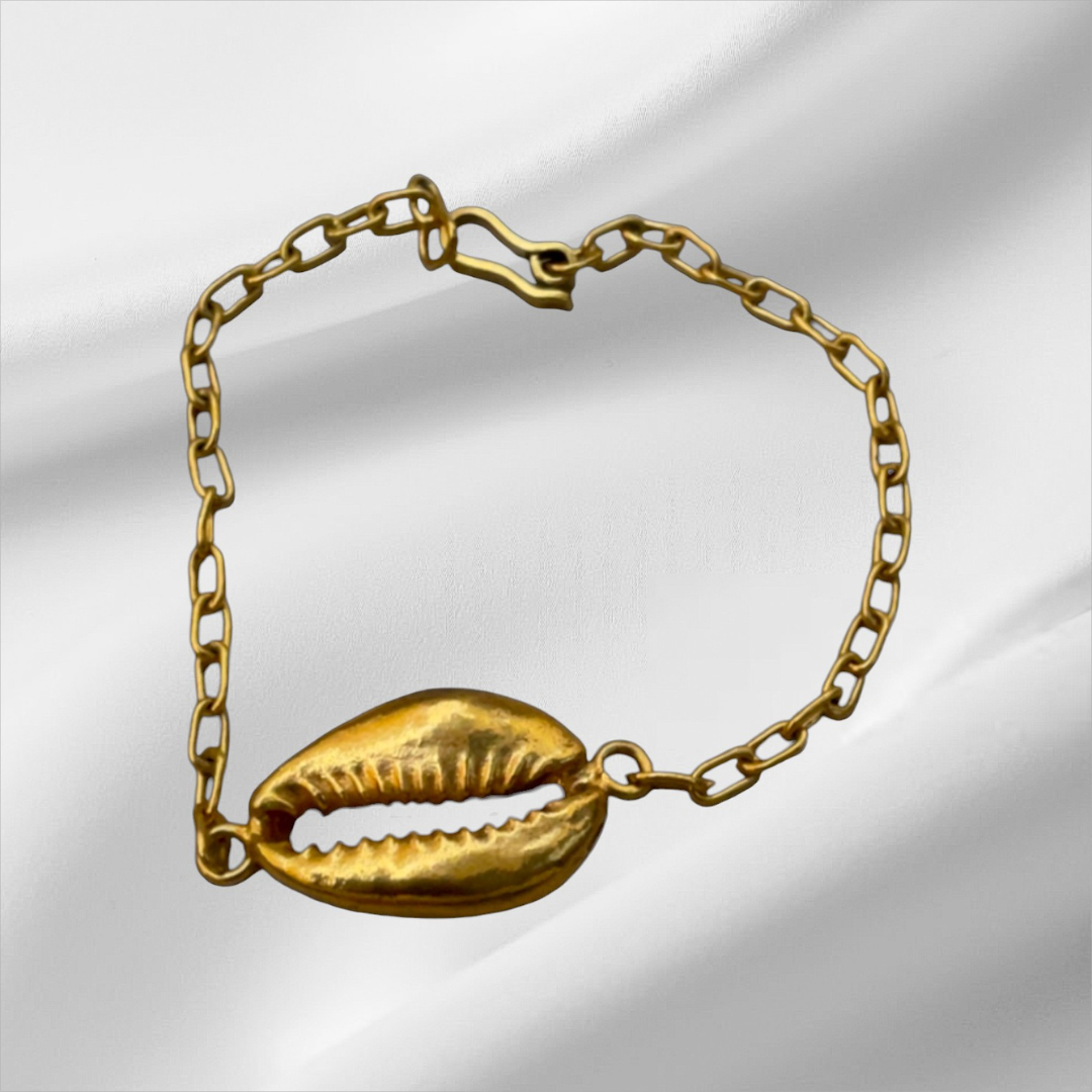 Fine Cowry Charm Bronze Bracelet